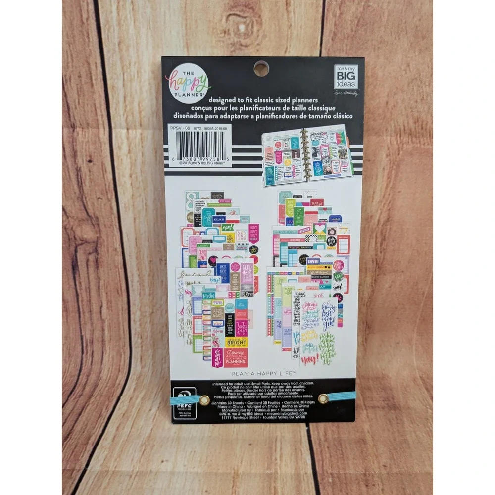 The Happy Planner Positive Vibes Sticker Book Quotes and Citations 427 Pcs